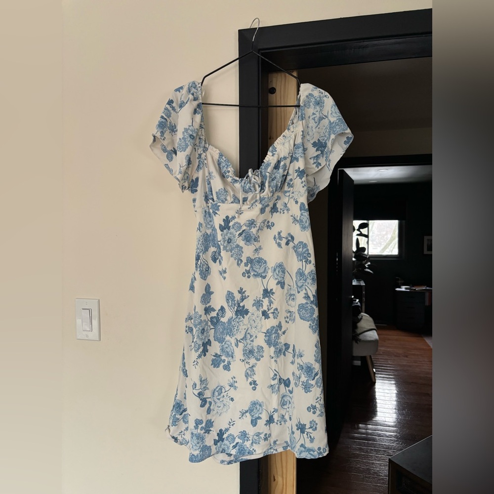 Shyanne Blue and Cream Floral Midi Dress